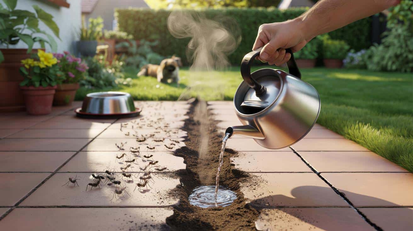 Polej mrówki wrzącą wodą z kroplą octu a opuszczają ogród i nie wracają przez miesiąc