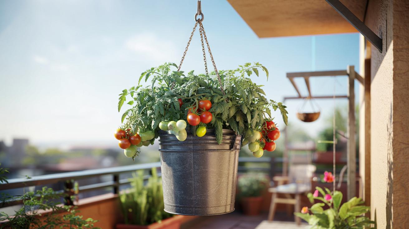 Pomidor w wiadrze do góry nogami: jak powiesić go bezpiecznie