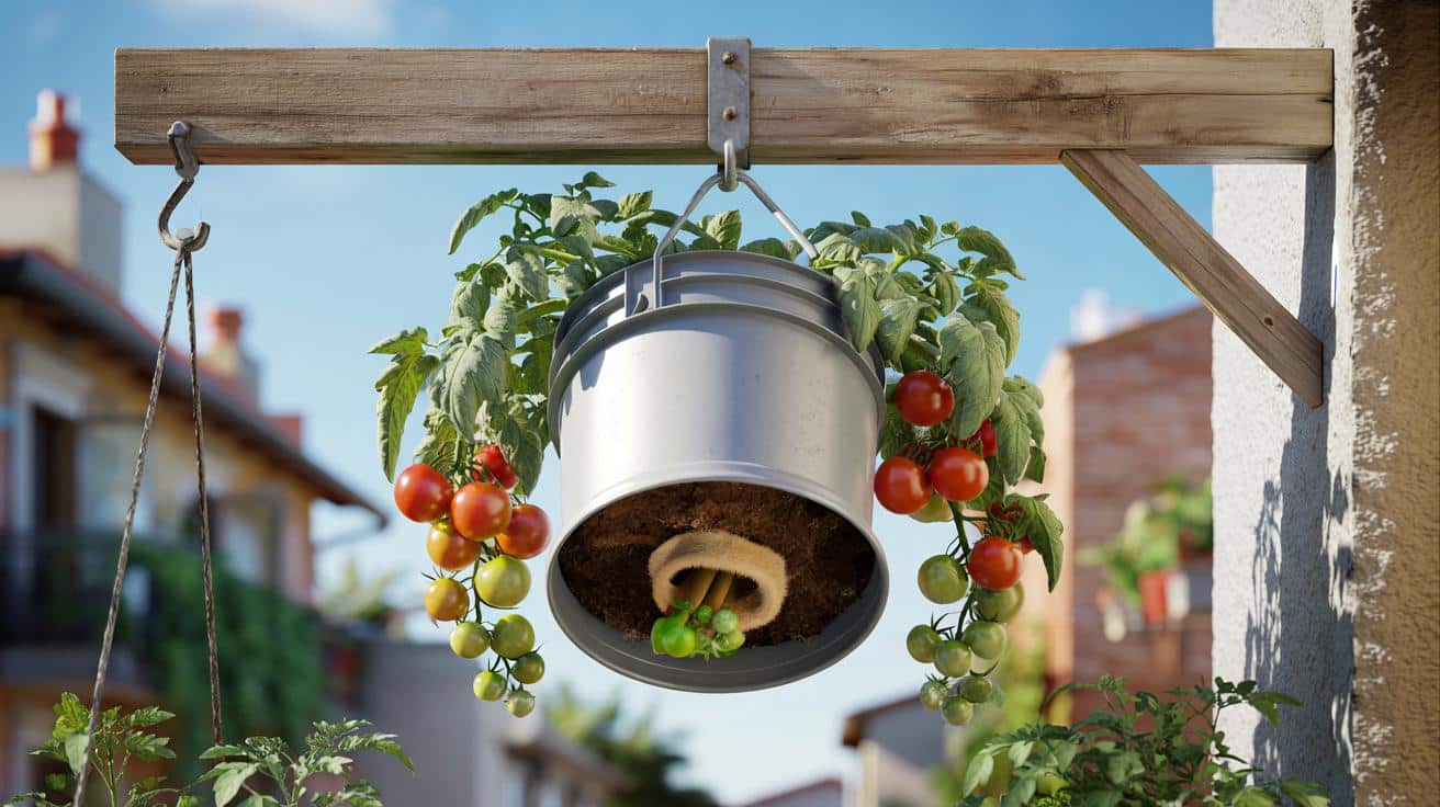 Pomidor w wiadrze głową w dół: jak go powiesić, żeby nie spadł