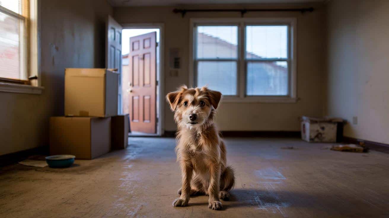 Porzucona przy przeprowadzce suczka siedziała w pustym mieszkaniu i czekała na cud