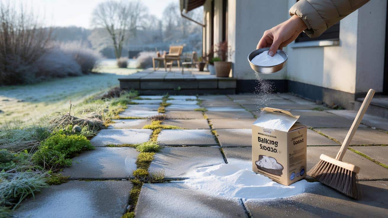 Prosty kuchenny trik na mech i chwasty na tarasie zimą