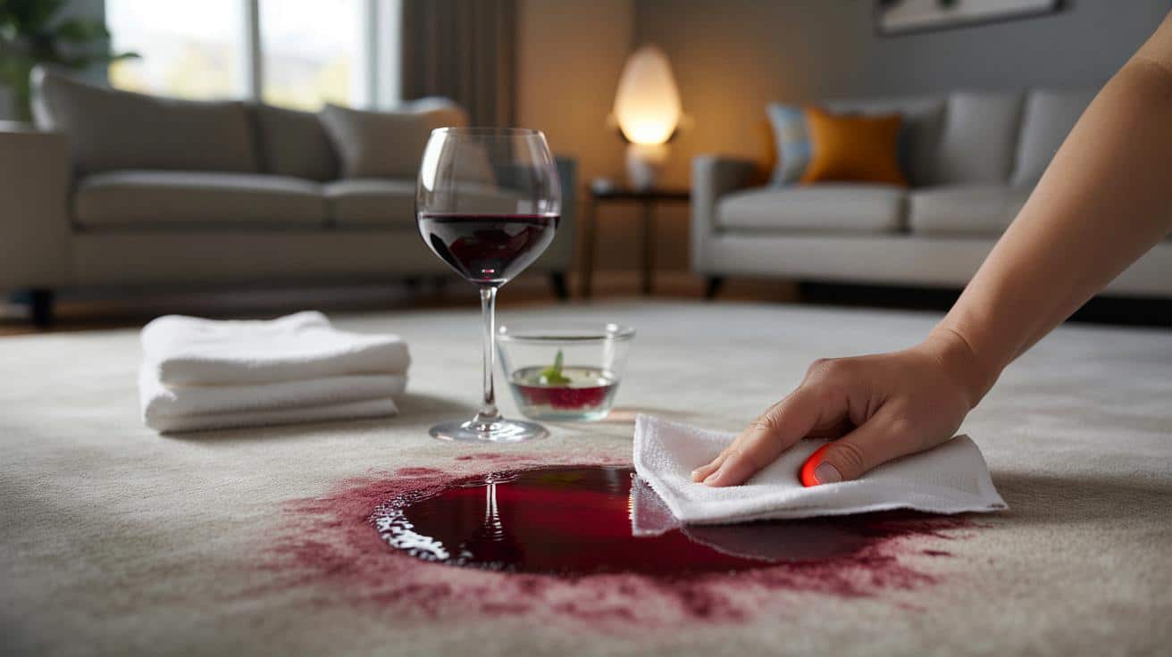 Prosty sposób na usunięcie plam z czerwonego wina z dywanu