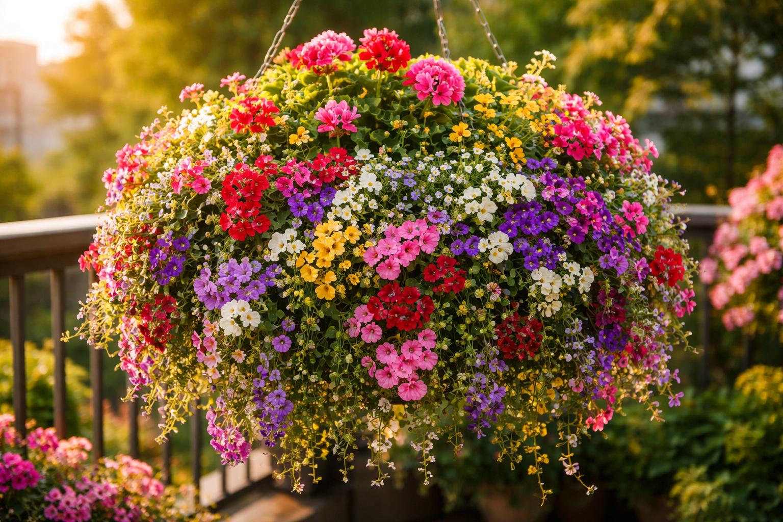 Prosty trik 3 w 1 na kwitnące kosze balkonowe przez całe lato