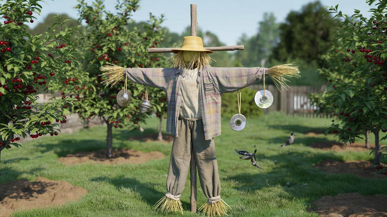 Prosty trik na ptaki w sadzie: zrób własnego stracha na wróble