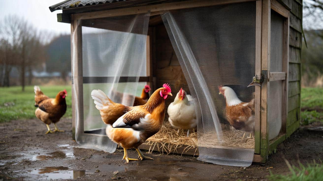 Prosty trik w kurniku na kwiecień: jedna zasłona, spokojniejsze kury