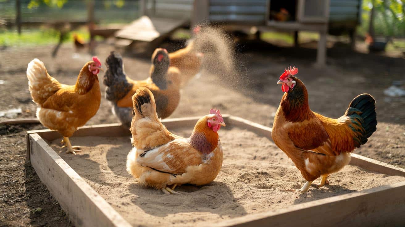 Prosty trik w wybiegu: jak kąpiel w piasku chroni kury przed pasożytami