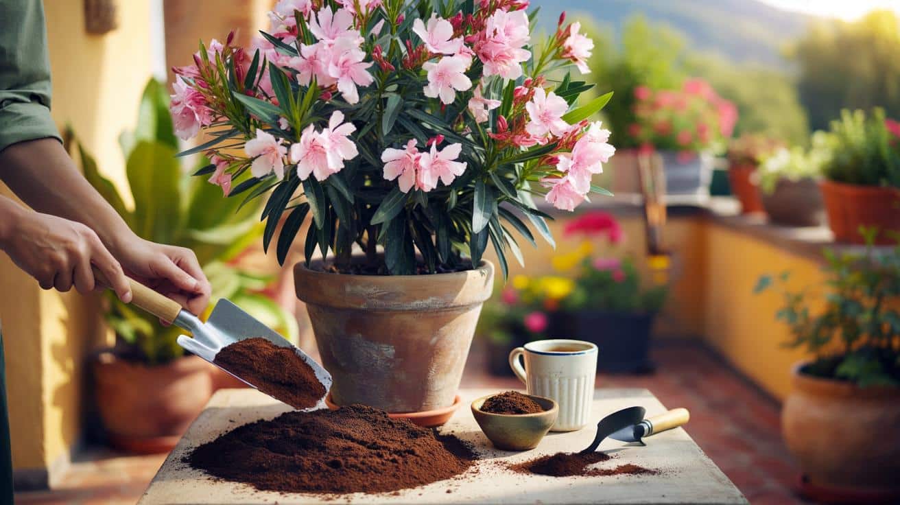 Prosty trik z fusami po kawie, który decyduje o kondycji oleandra