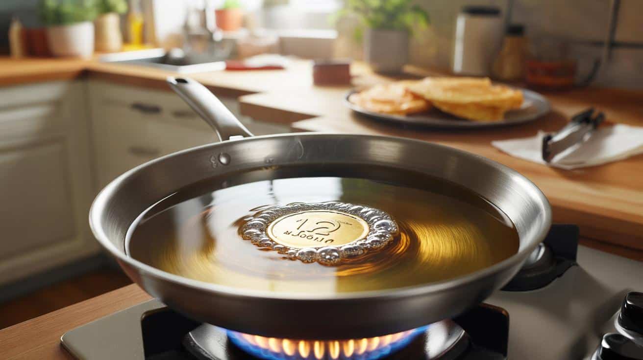 Prosty trik z monetą który pomaga szybko sprawdzić temperaturę oleju na patelni