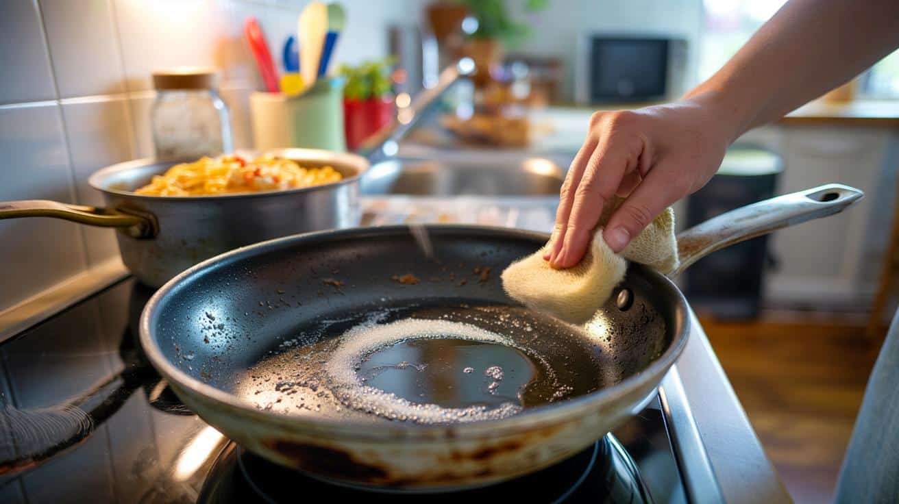 Prosty trik z solą który pomaga szybko oczyścić przypaloną patelnię