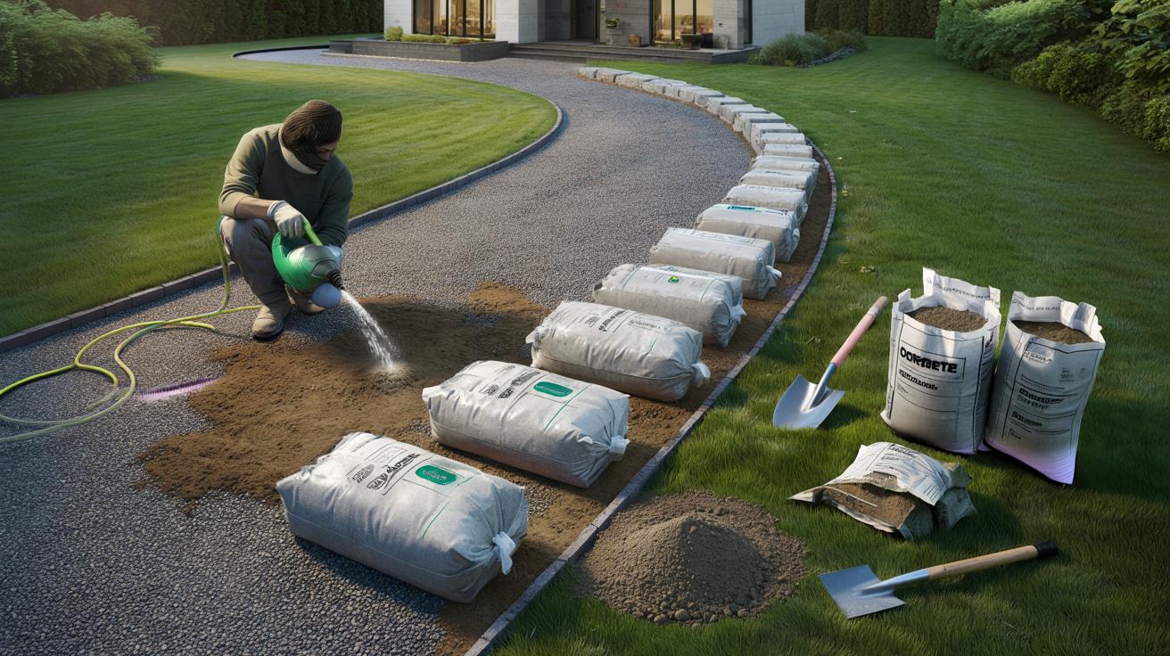 Prosty trik z workami betonu, który odmienia każdą żwirową alejkę