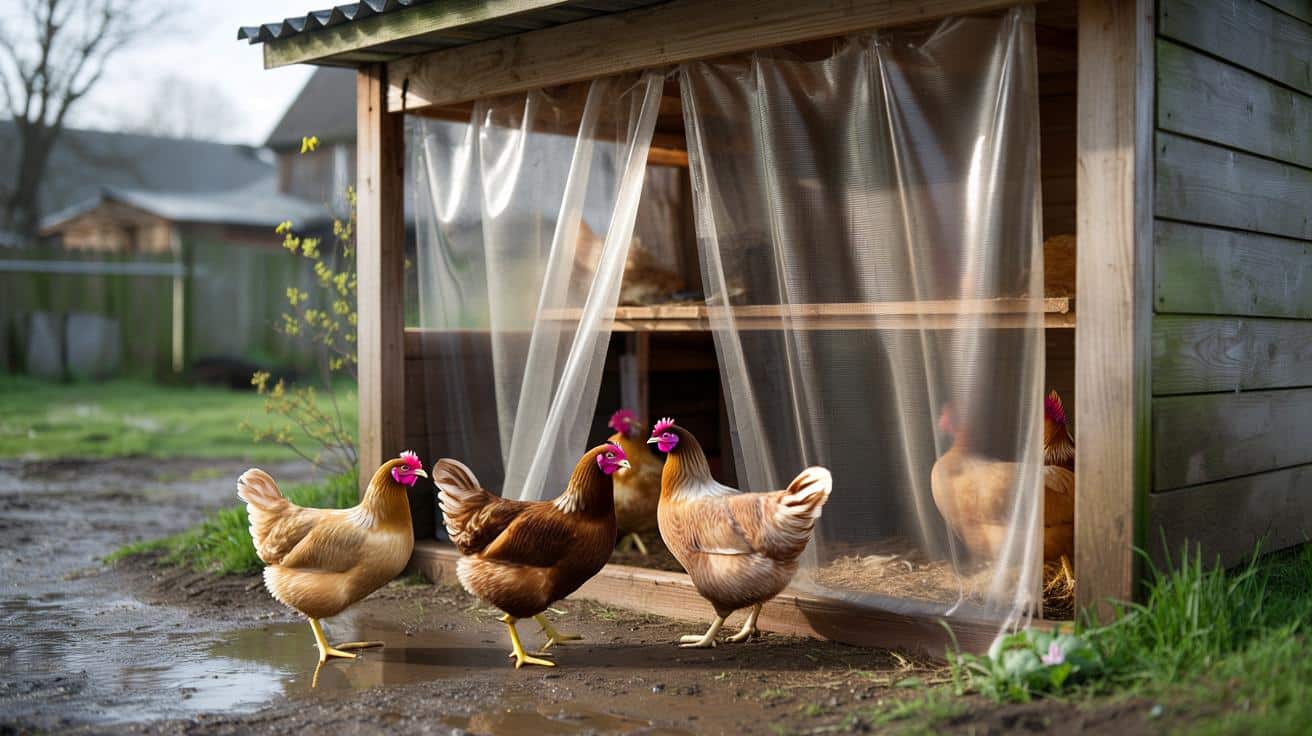 Prosty trik z zasłoną w kurniku: w kwietniu ratuje zdrowie kur