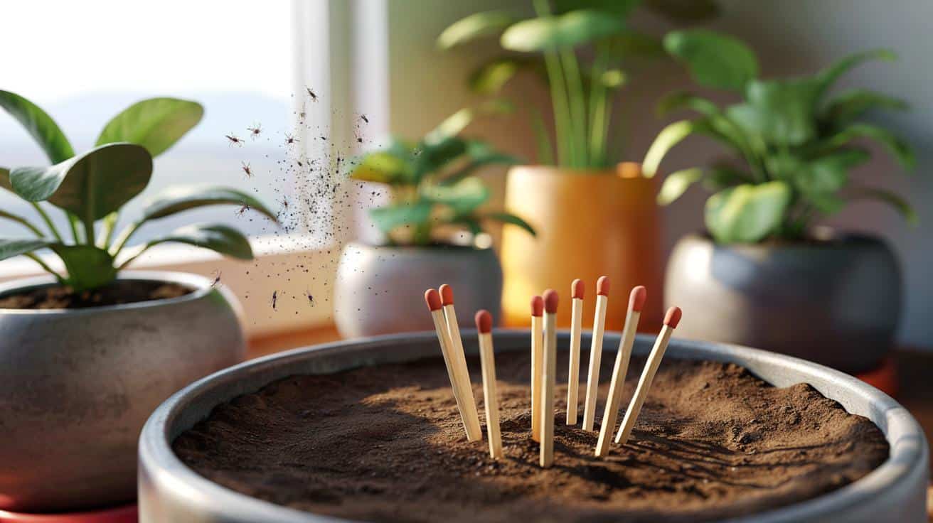 Prosty trik zapałczany, który przepędza muszki z doniczek