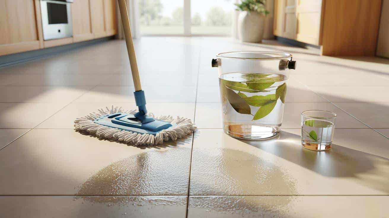 Przestałam szorować podłogę na darmo. Prosty trik z liściem z kuchni odmienił moje kafelki