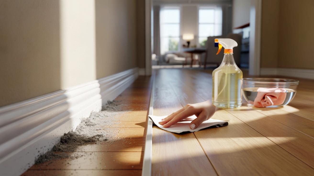 Przestań ścierać kurz z listew co kilka dni. Ten kuchenny trik działa tygodniami