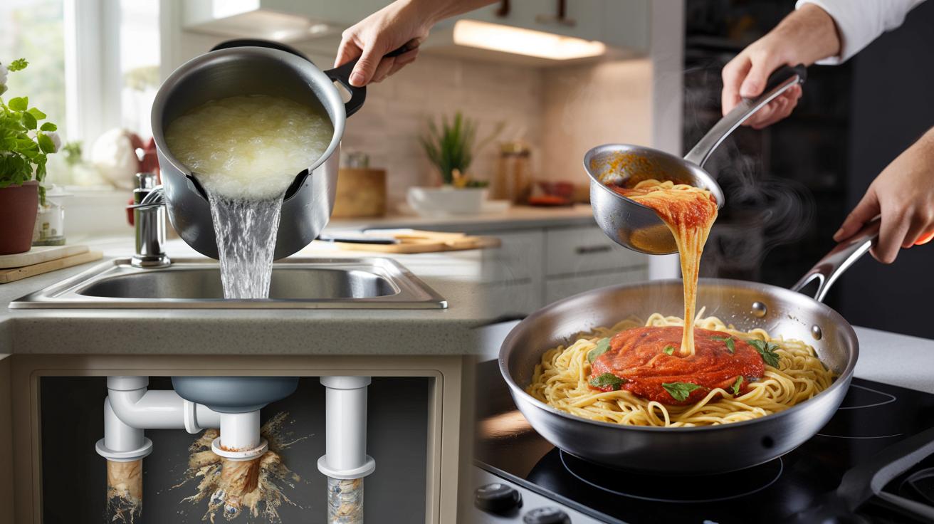 Przestań wylewać wodę po makaronie. Psuje zlew i odbiera smak potrawom