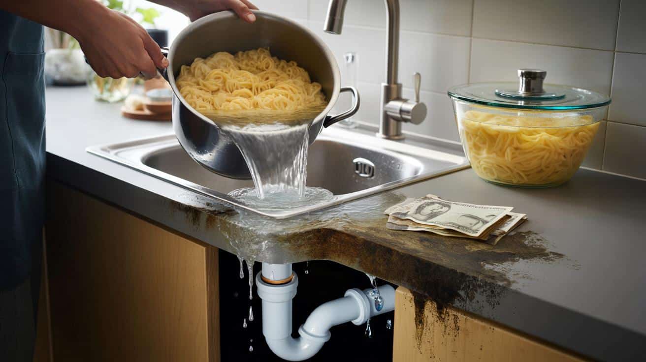 Przestań wylewać wrzątek po makaronie do zlewu. Twój portfel tego nie zniesie