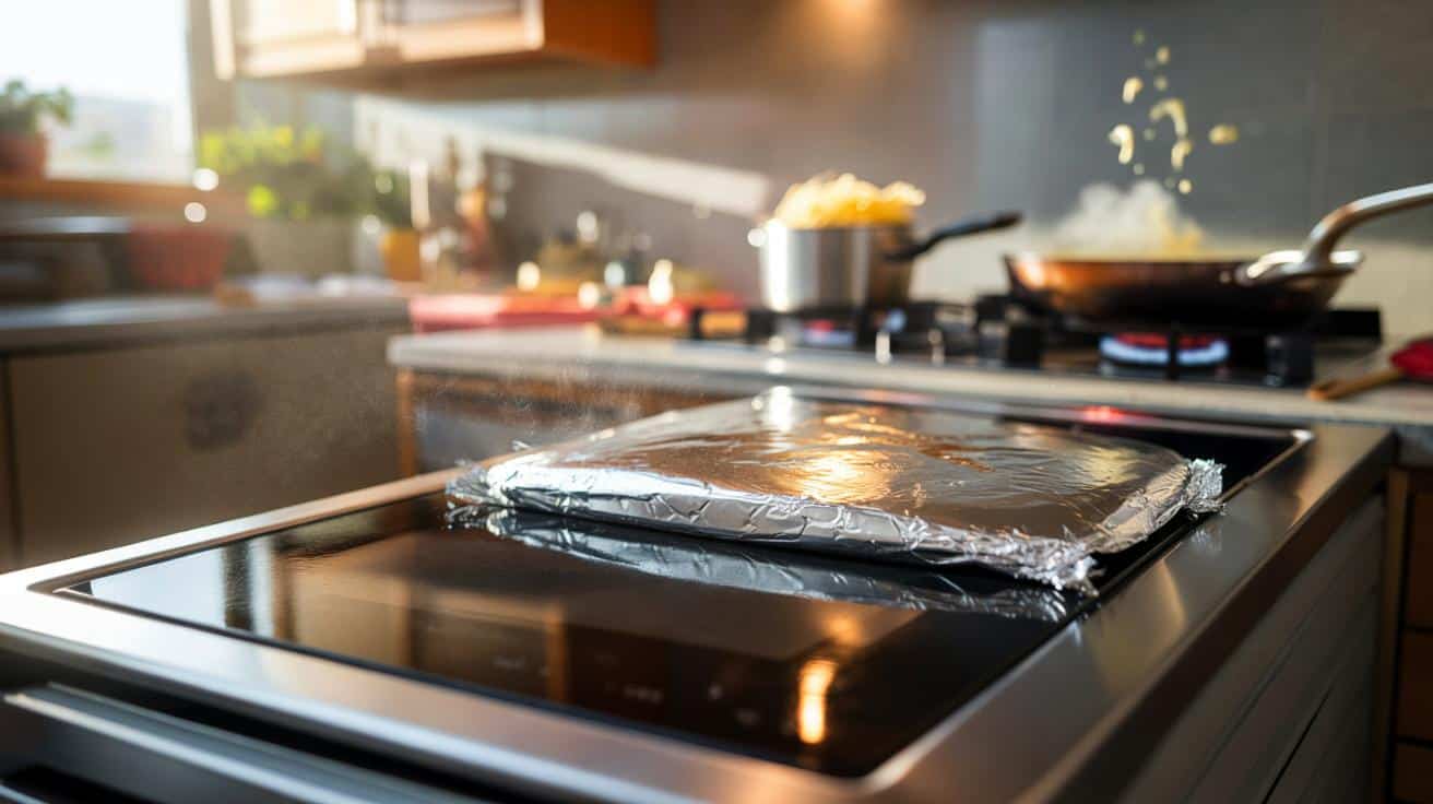Przykryj szybkę w kuchence folią a tłuszcz zbiera się na niej zamiast na szybie