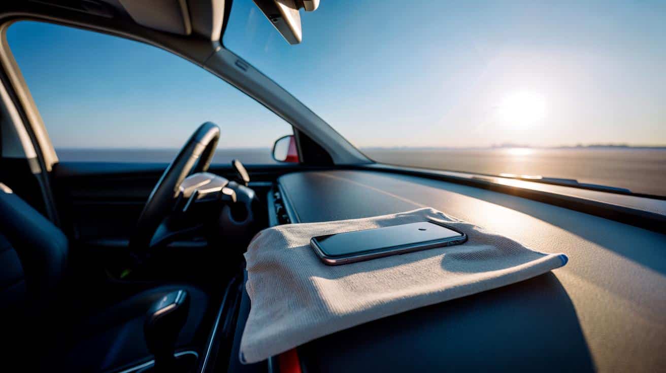 Przykryj telefon w samochodzie szarą ściereczką a ekran pozostanie zimny