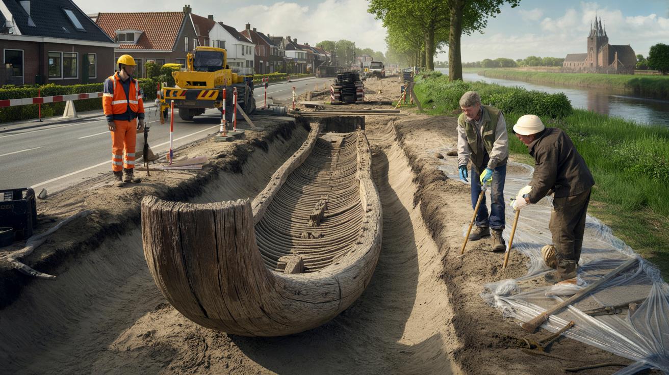 Przypadkowe prace drogowe odsłaniają średniowieczny statek w Holandii