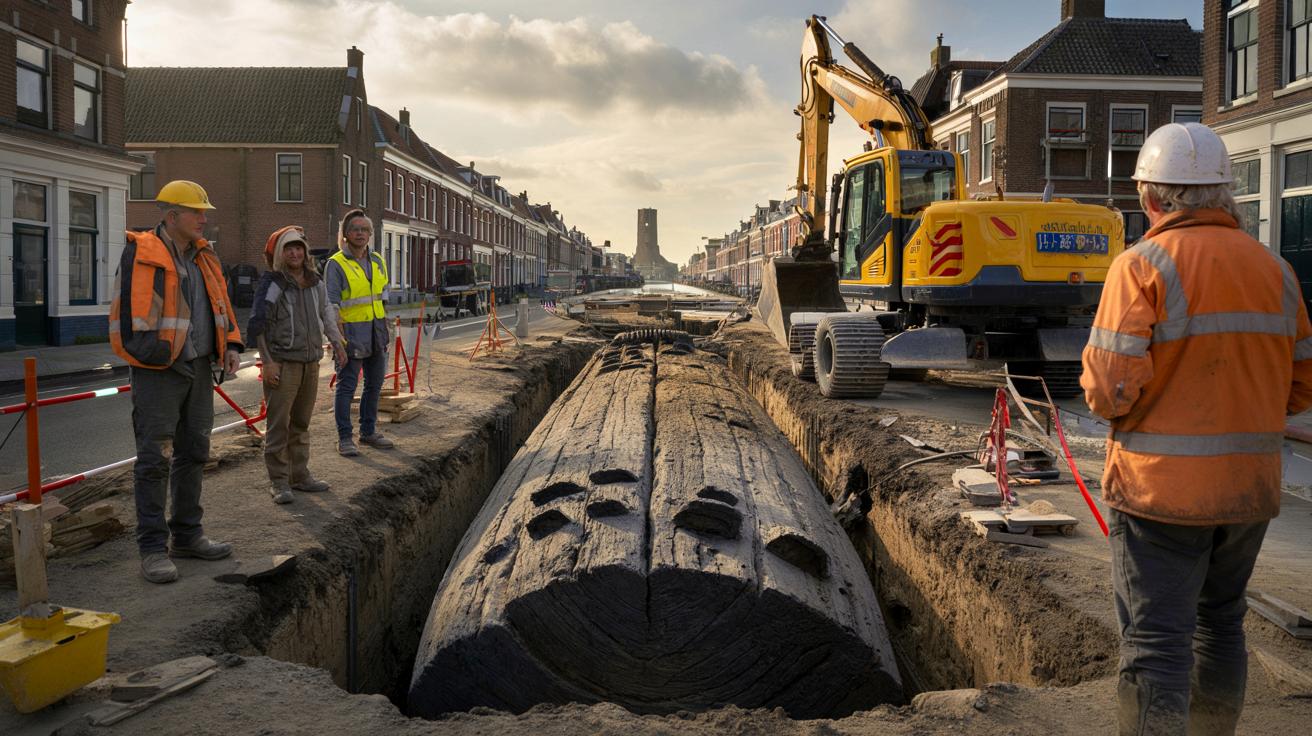 Przypadkowe wykopki odsłaniają średniowieczny statek w Holandii. Historycy przecierają oczy