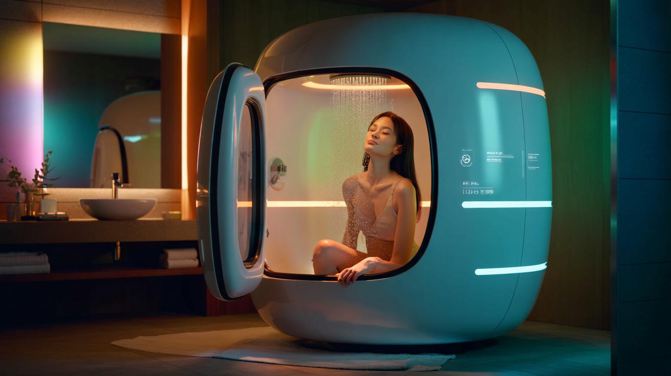 Przyszłość łazienki: kapsuła zamiast prysznica i „ludzka pralka” z AI