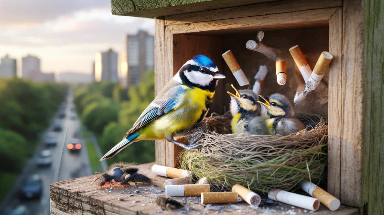 Ptaki wplatają niedopałki w gniazda. Zaskakujący efekt dla piskląt