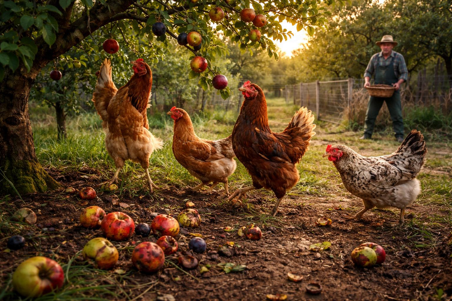 Puścił kury między drzewami owocowymi. Plony zamieniły się w dramat