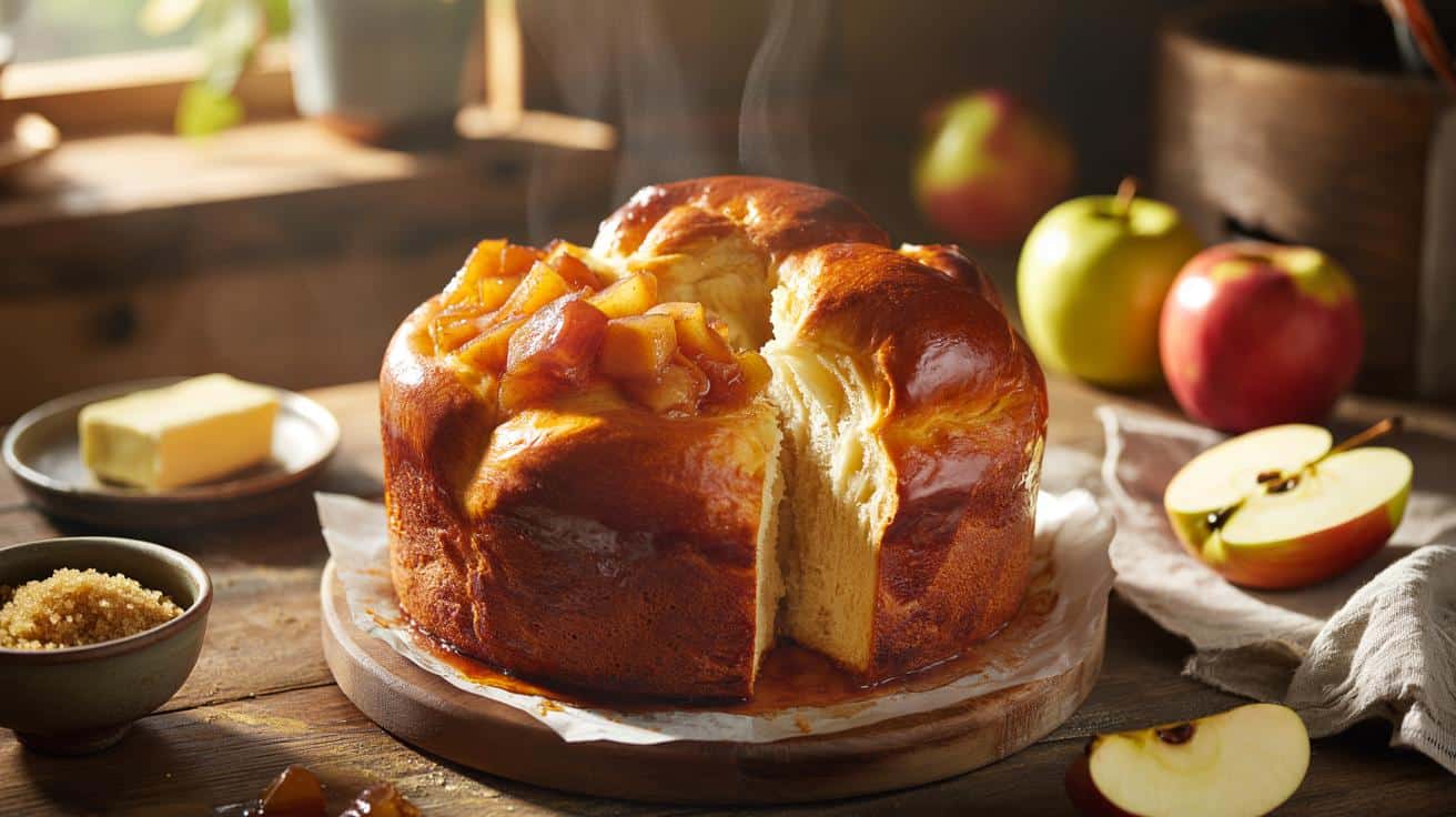 Puszysta drożdżówka z karmelizowanymi jabłkami jak z najlepszej piekarni
