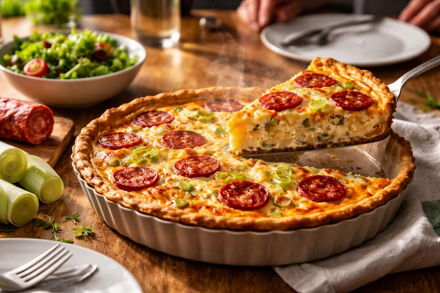 Quiche z chorizo, przy której stół nagle cichnie: przepis, który robi wrażenie