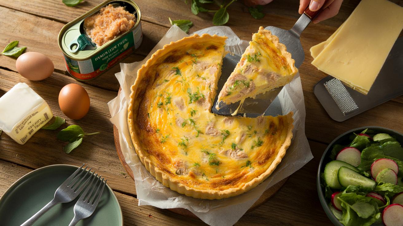 Quiche z tuńczykiem z puszki w 40 minut: kolacja, którą rodzina znika do ostatniego kawałka