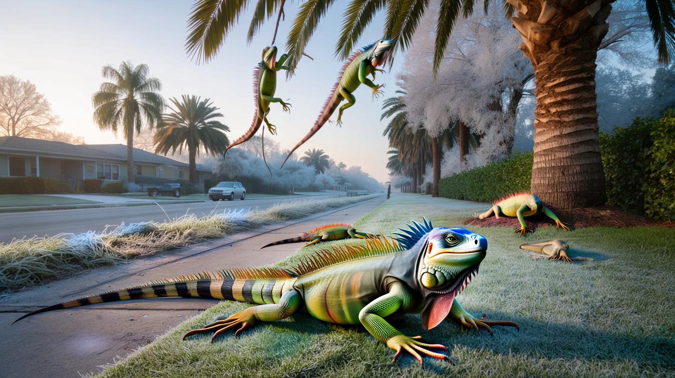 Rekordowy mróz na Florydzie: oszołomione legwany spadają z drzew