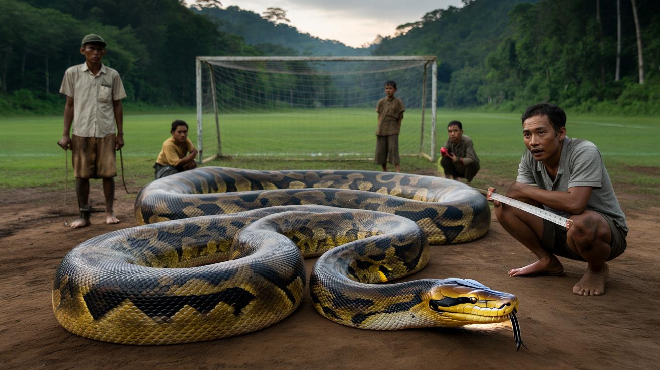 Rekordowy wąż z Indonezji: „Baronowa” dłuższa niż bramka piłkarska