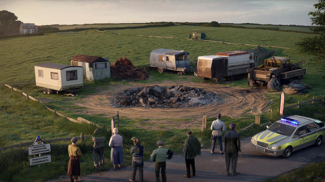 Rodzina rozbiła koczowisko na polu i żąda fortuny za wyjazd