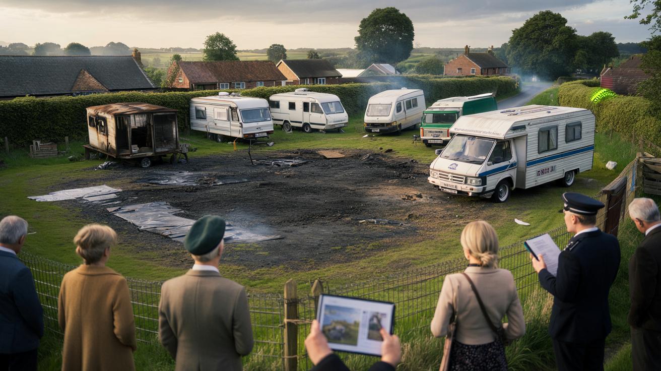 Rodzina w kamperach blokuje wieś w Anglii i żąda fortuny za wyjazd