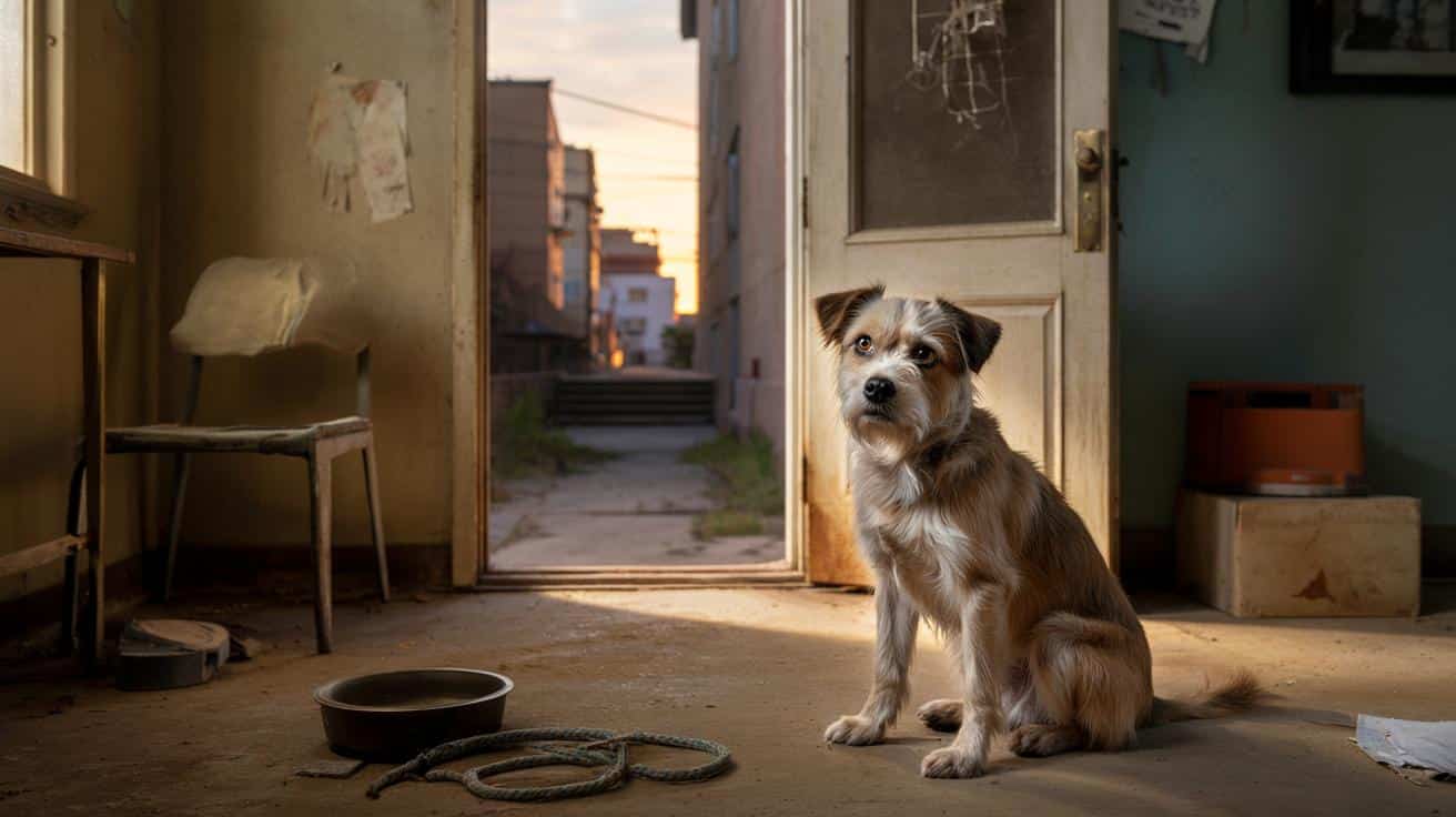 Rodzina wyjechała, a ona została w pustym mieszkaniu. Pies, który stracił wiarę w ludzi