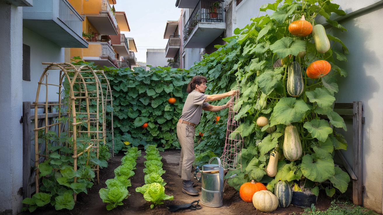 Rośliny dyniowate w małym ogrodzie: sposób na pionową uprawę