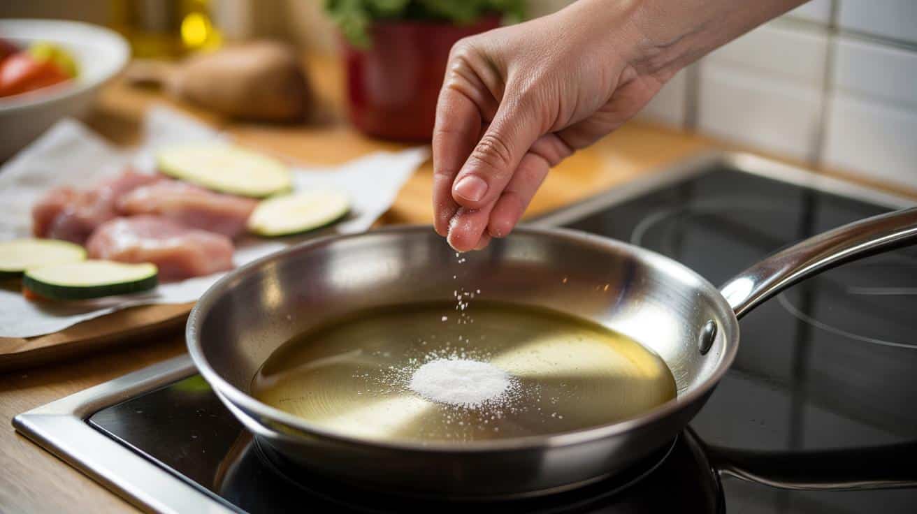 Rozgrzewasz olej i wszystko pryska? Trik za grosz ratuje kuchnię i ręce