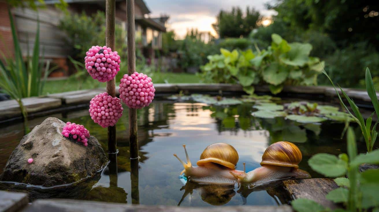 Różowe kulki nad oczkiem wodnym? To znak groźnej inwazji w ogrodzie