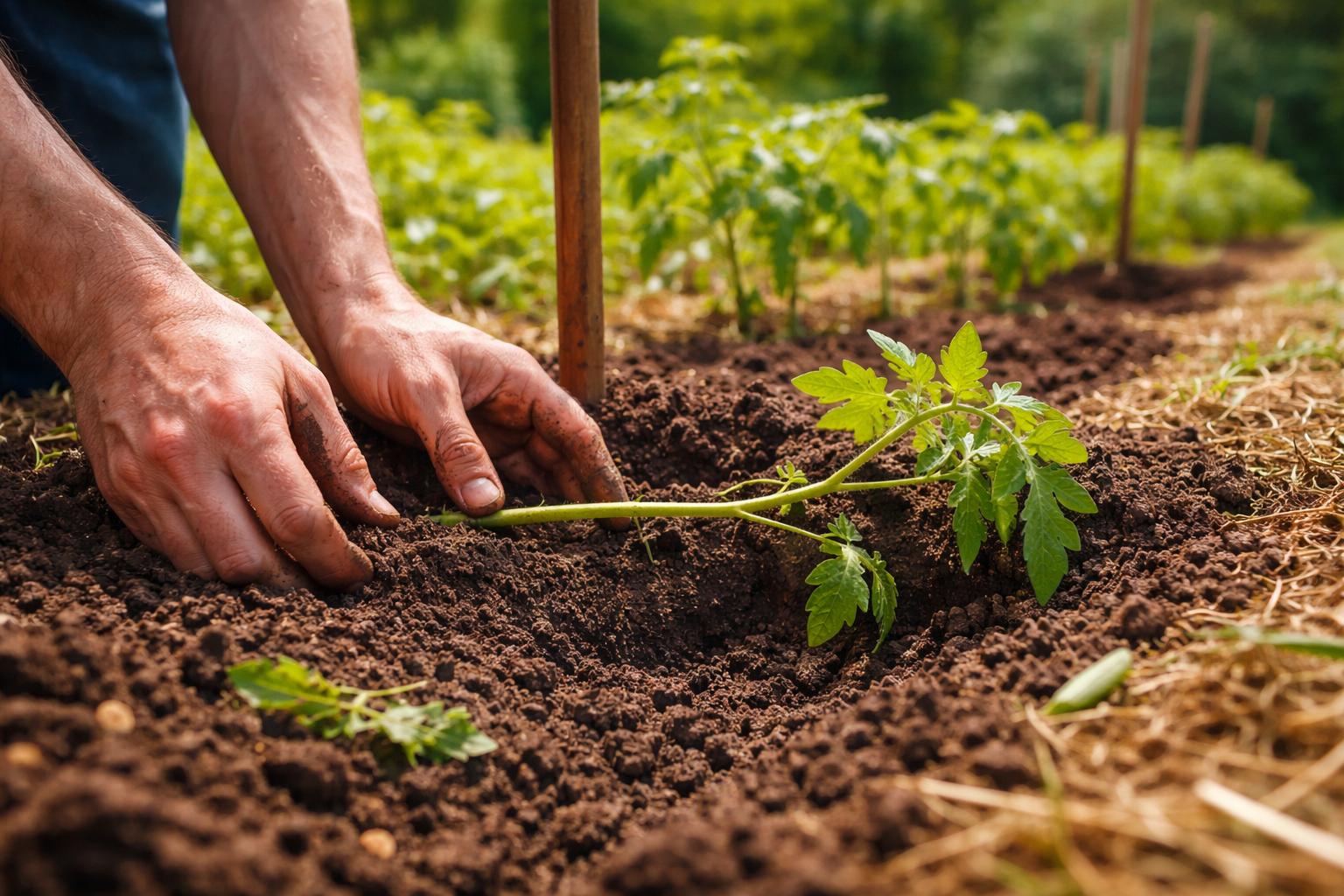 Sadzenie pomidorów „na leżąco”. Prosty trik na mocniejsze korzenie