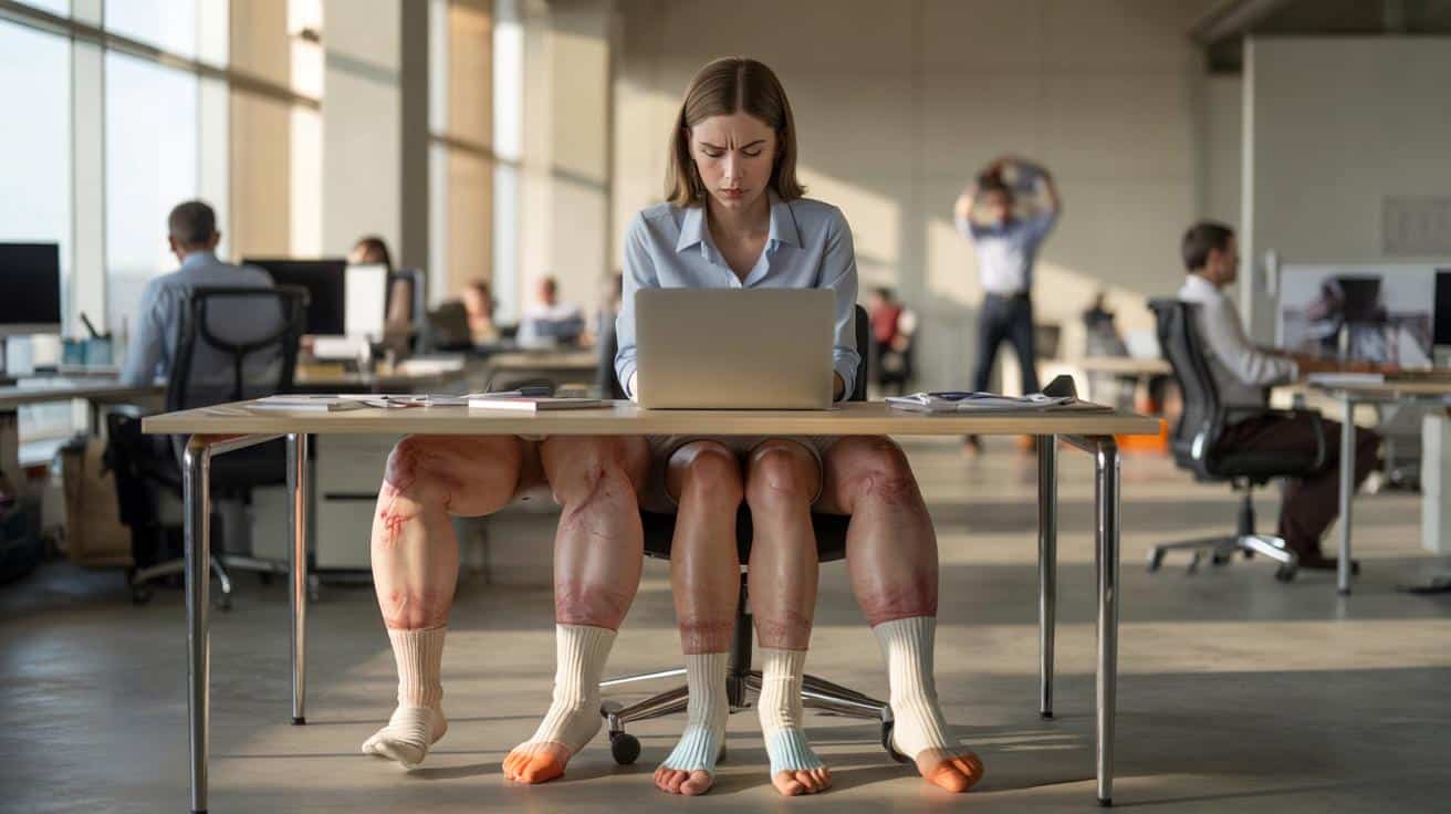 Siadasz z nogą na nogę przez większość dnia? Krążenie w nogach dramatycznie cierpi