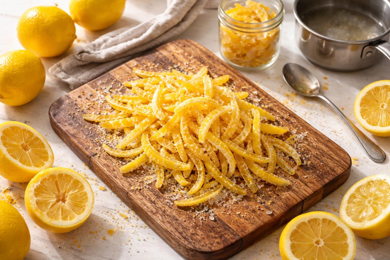 Skórki z cytryny w cukrze: prosty przysmak, który robi wrażenie