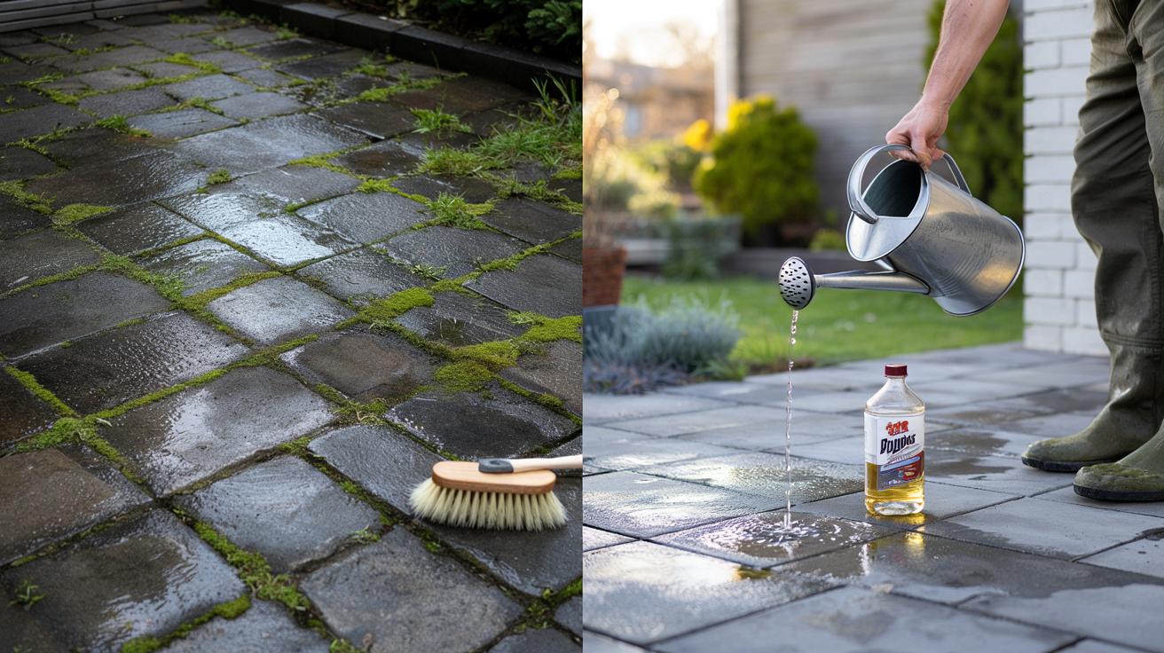 Śliska zielona kostka po zimie? Ten kuchenny hit za grosze czyści taras w godzinę