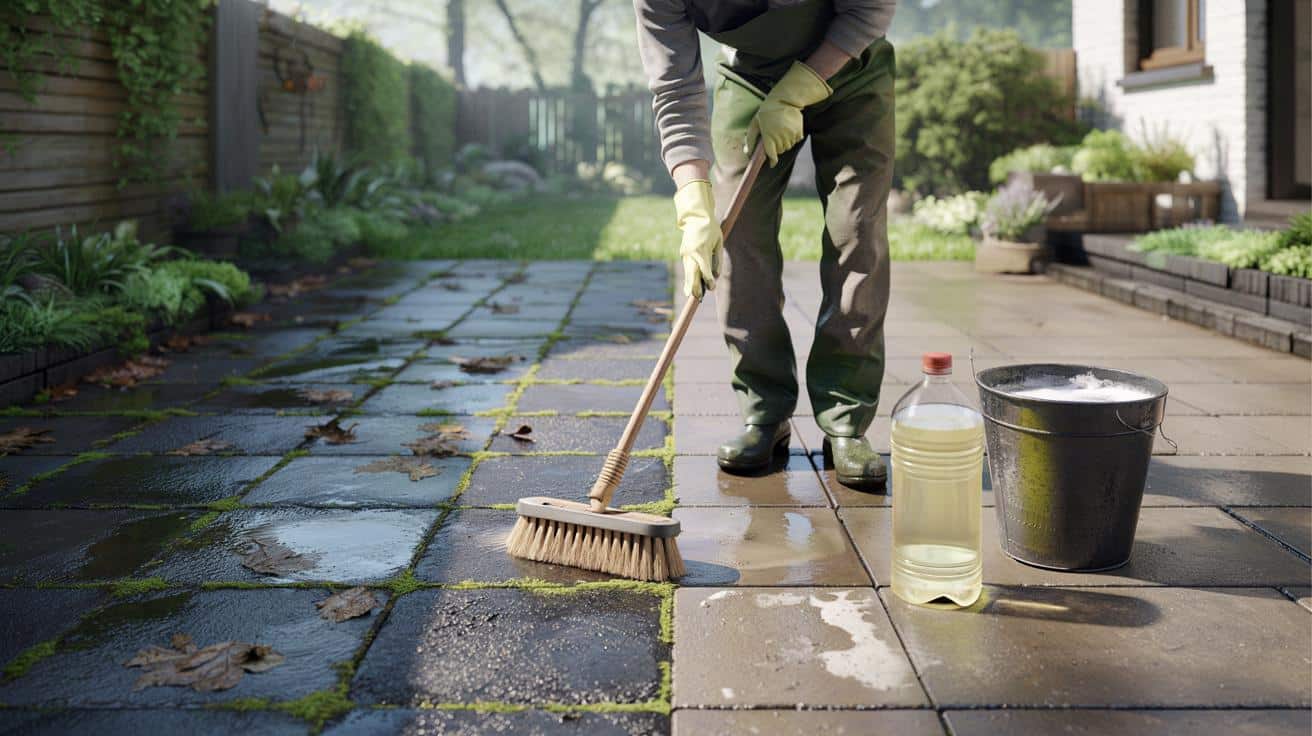 Śliska zielona kostka po zimie? Ten tani składnik z kuchni czyści taras w godzinę