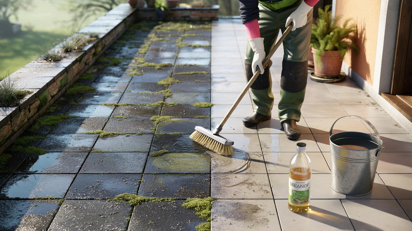 Śliska, zielona terasa po zimie? Ten tani kuchenny składnik czyści ją w godzinę