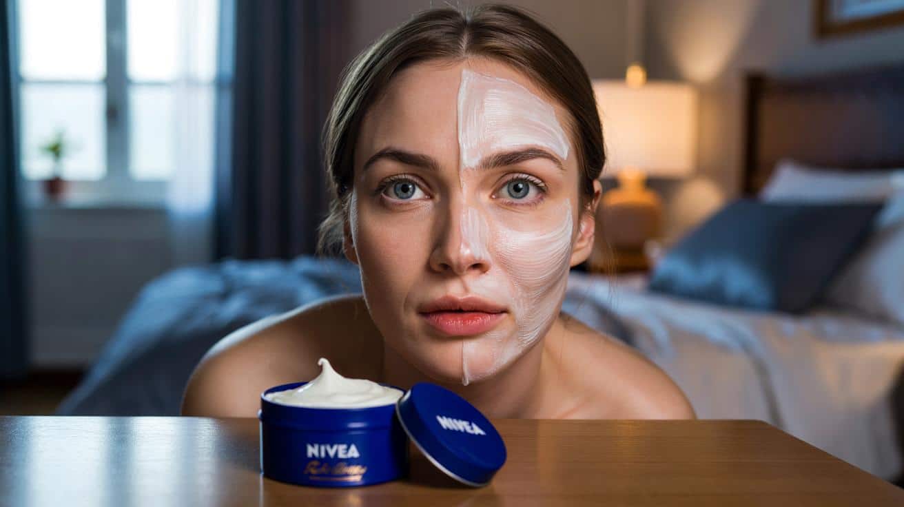 Smarnęłam klasyczną Niveę na pół twarzy na noc. Efekt po 7 dniach zaskakuje