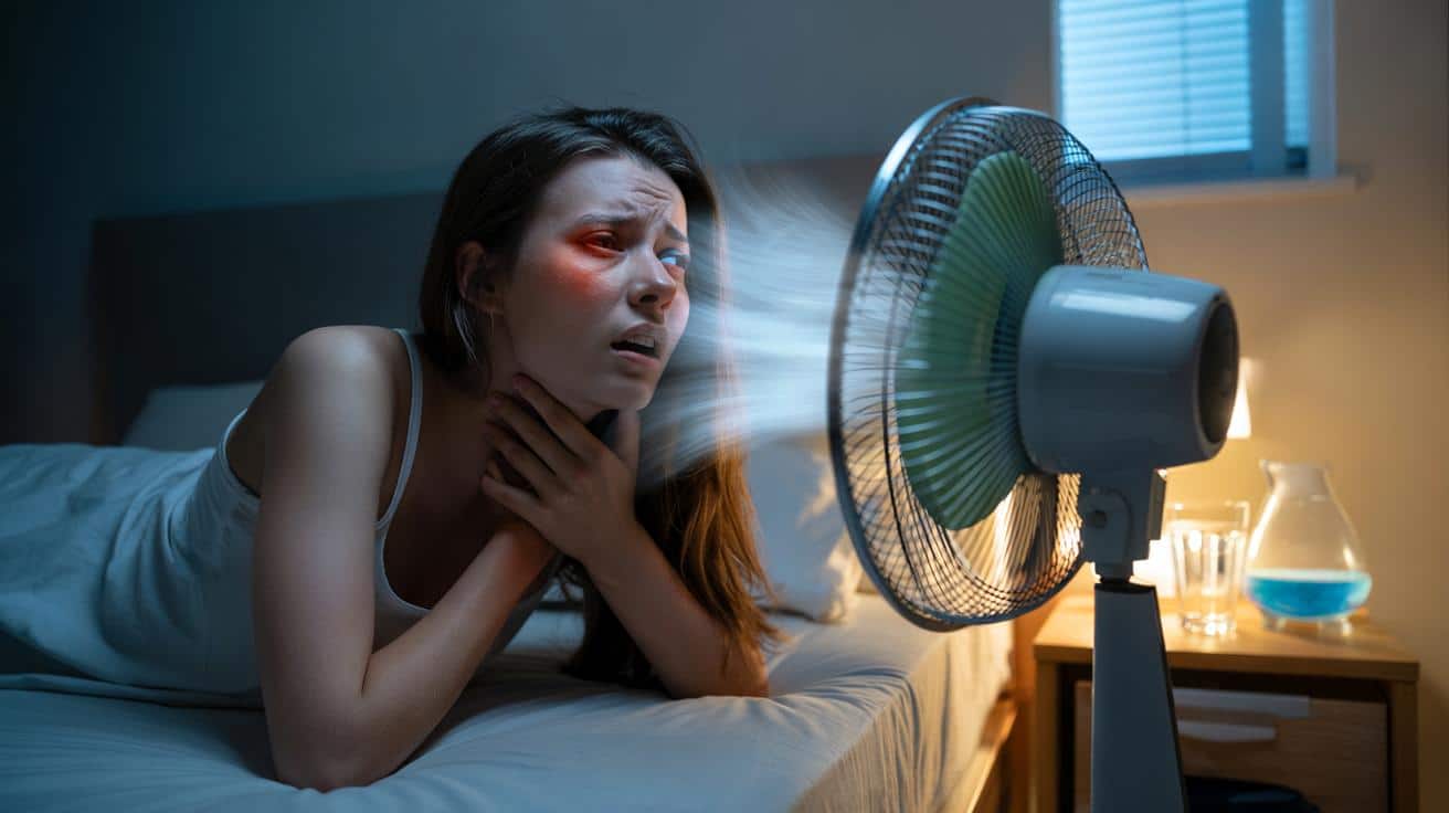 Śpisz z włączonym wentylatorem prosto w twarz? Suchość oczu i gardła