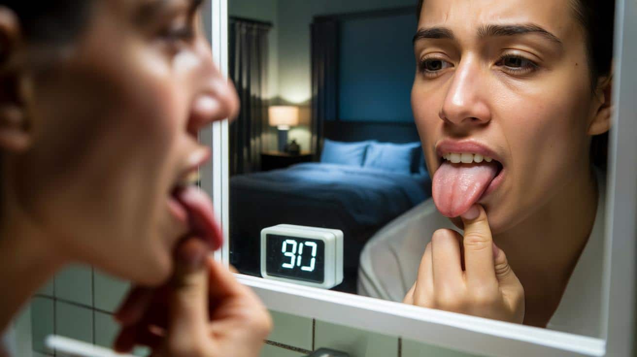 Spójrz w lustro na język. Ten dziwny ślad może zdradzić groźny problem ze snem