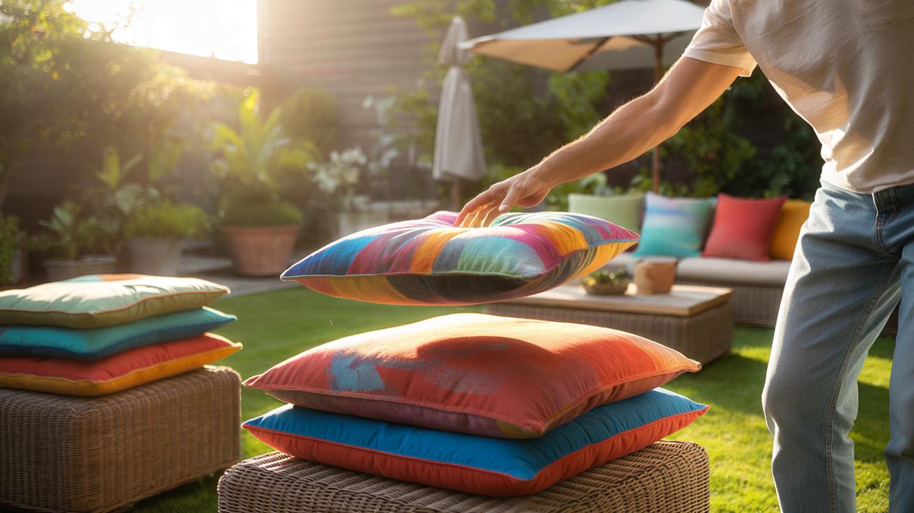 Sprytny trik na poduszkę ogrodową: 3 sekundy, które ratują kolor