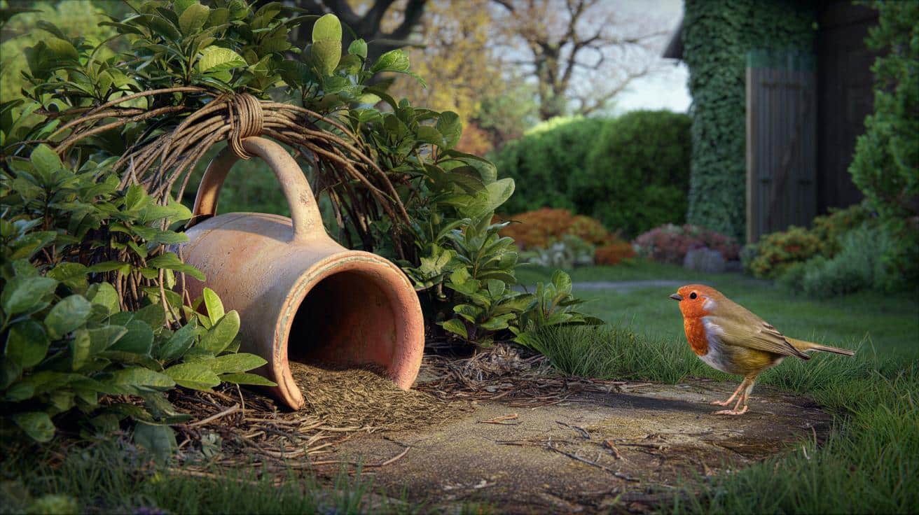 Stara ceramiczna dzbanuszka jako domek dla rudzika: gdzie ją powiesić?