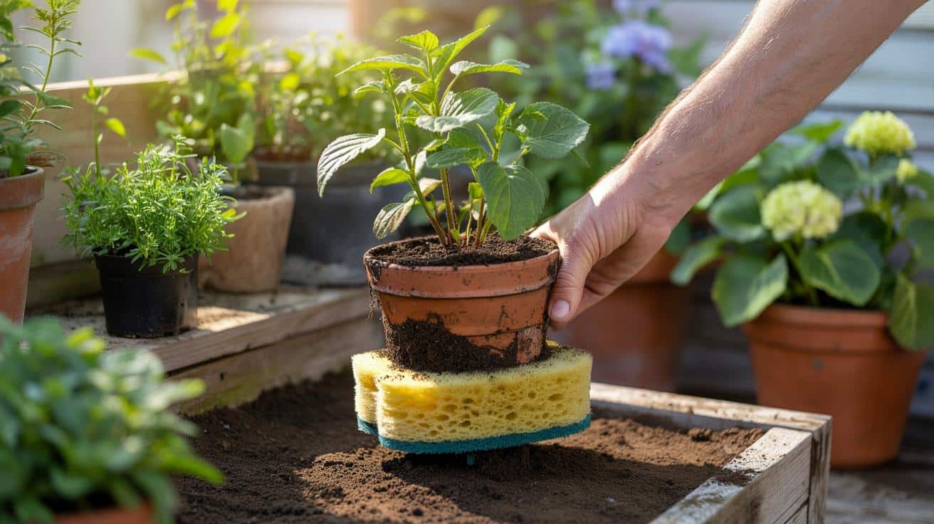 Stara gąbka z kuchni uratuje rośliny przed suszą w ogrodzie